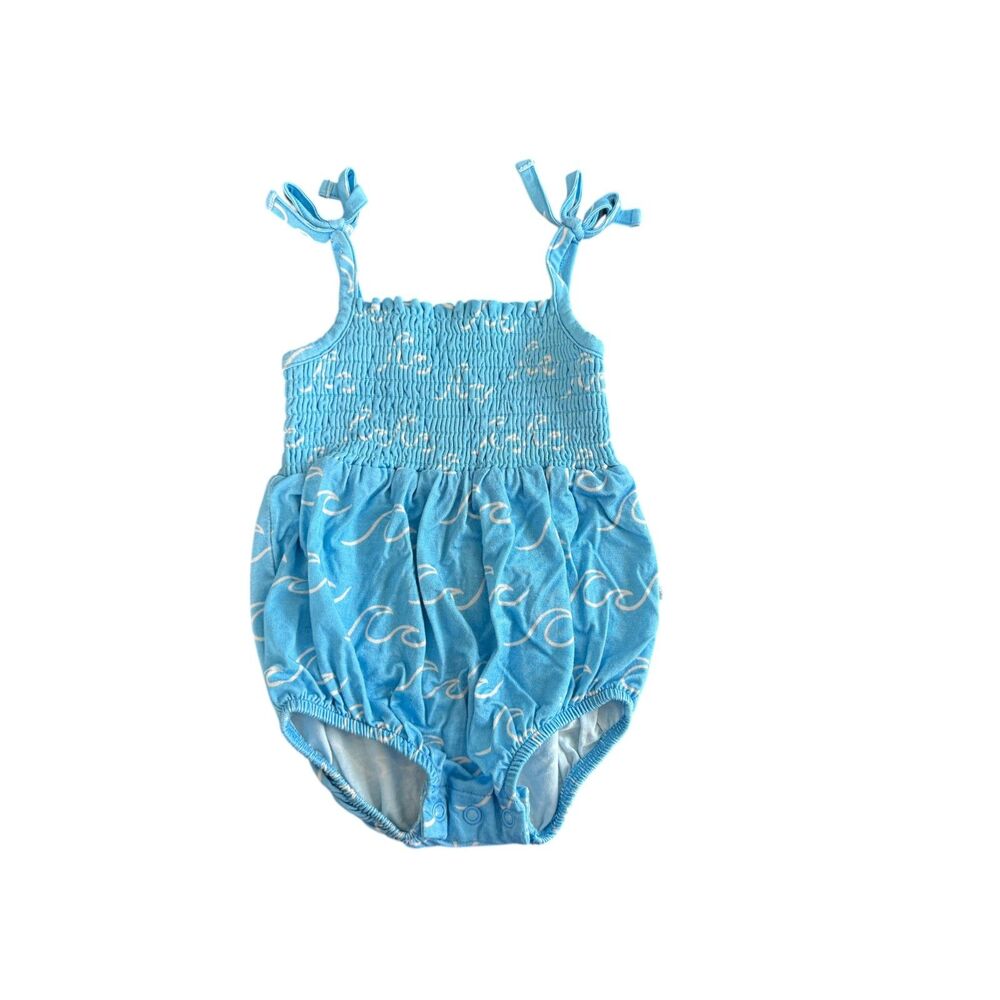 Birdie Bean Cove Smocked Bubble Romper 6-12 Months VGUC